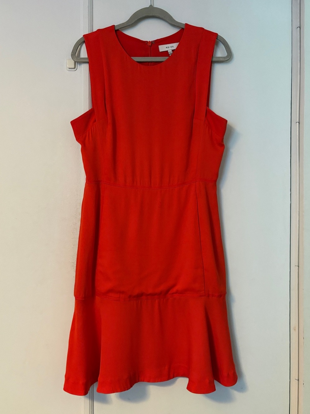 Reiss Bright Red Sleeveless Flounce Hem Dress